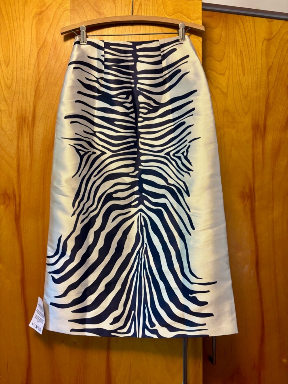 Topshop Navy & White Zebra-Print Pencil Skirt